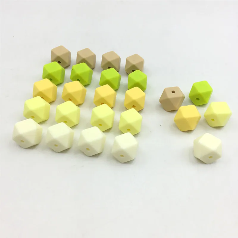 20 шт 13 мм Силиконовые шестигранные шарики без бисфенола силиконовые геометрические бусины для детей жевательные прорезыватели ожерелье мама DIY Набор Бусин - Цвет: candy colors 4