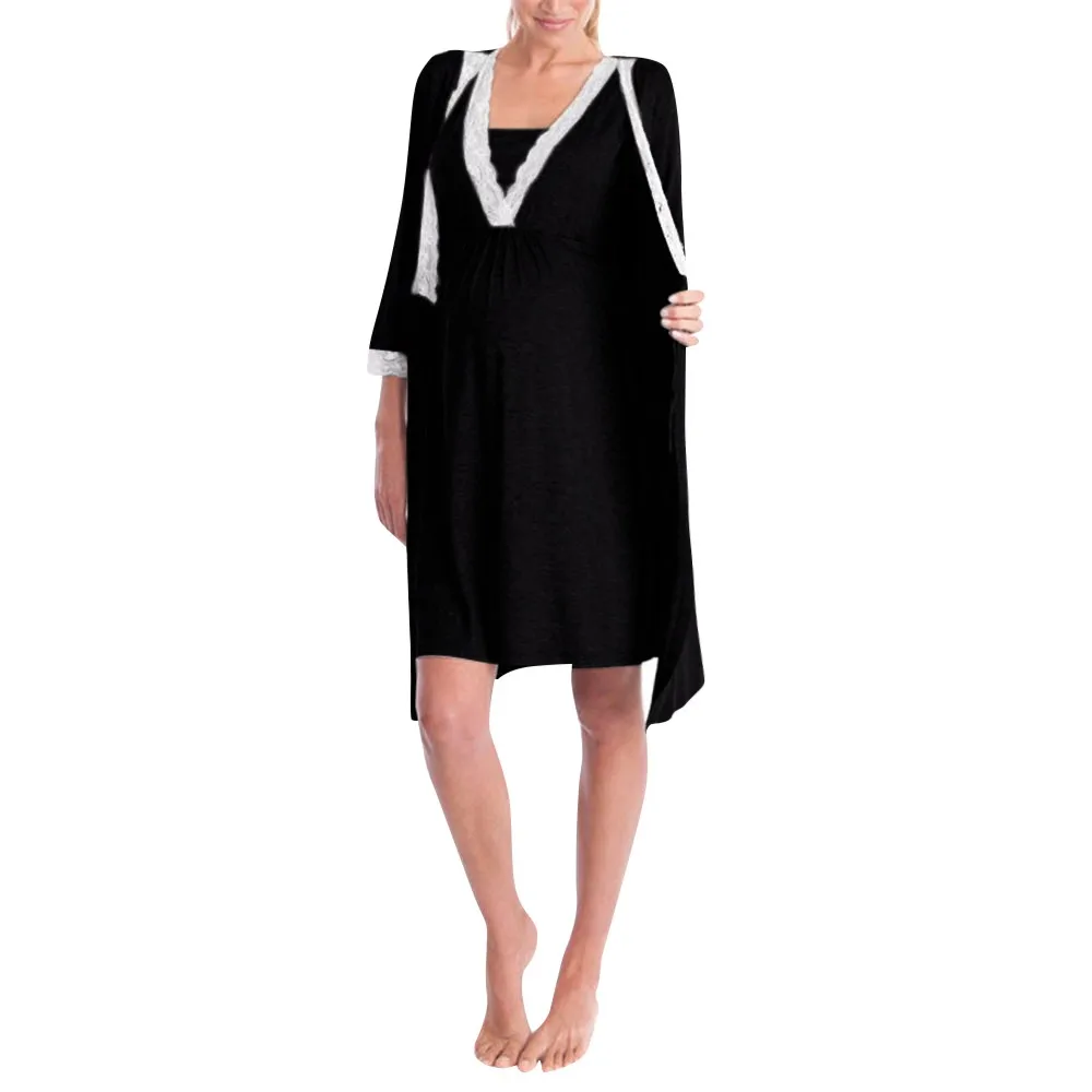 

Pregnancy Mother Lace Pregnant Long Sleeve Nursing Baby Maternity Pajamas Dress Clothes for Pregnant Women Fashion Lace Dress