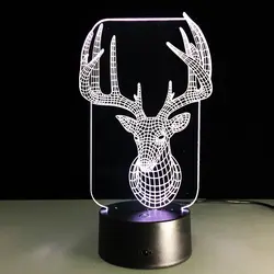 ELK/оленя/Жираф USB светодиодный 3d-ночник Touch/удаленного Управление 7-Цвет светодиодный настольная лампа Для детей подарок ребенку ночник для