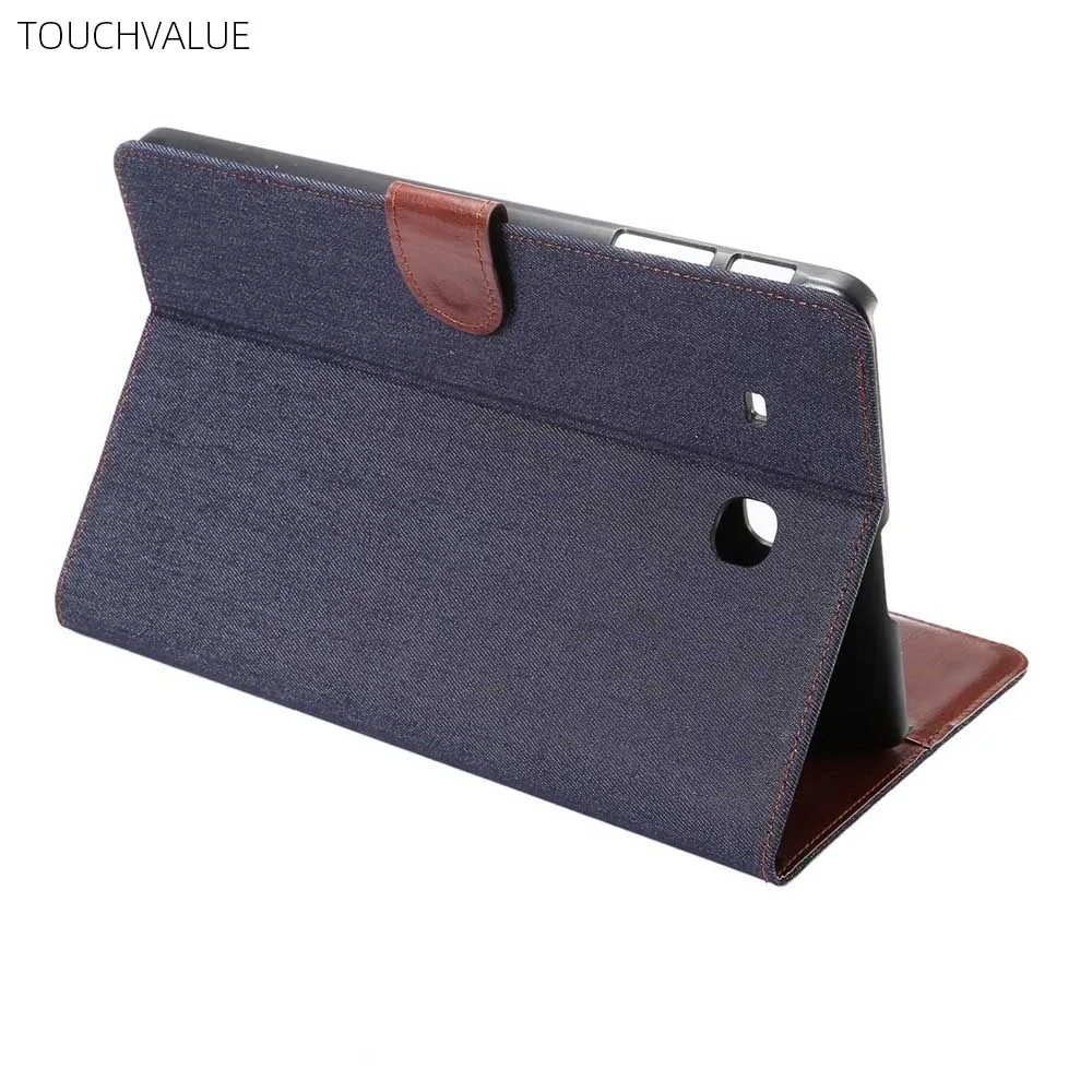 

Solid Color Denim Case For Samsung Galaxy Tab E T560 Funda Flip Cover For Samsung Tab T560 with Stand Card Slots Function