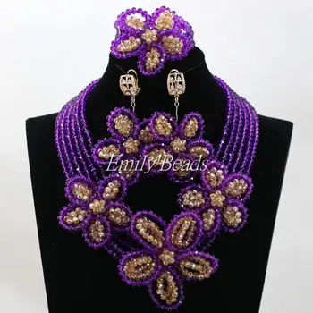 

2016 Fashionable African Beads Jewelry Set Handmade Nigerian Wedding African Costume Jewelry Set Big African Jewelry Set ALJ382