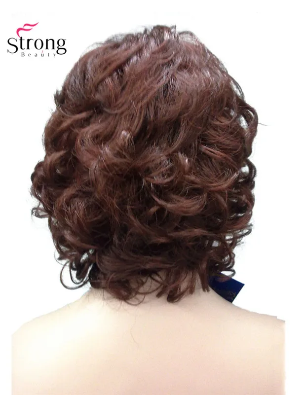 StrongBeauty женские короткие кудрявые термостойкие синтетические каштановые волосы парики выбор цвета