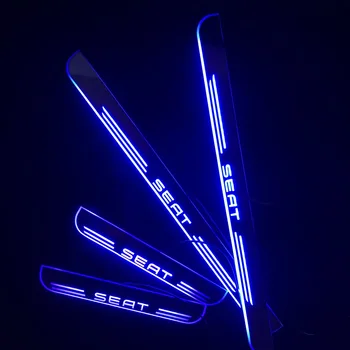

RQXR led moving door scuff for seat ibiza dynamic door sill plate flat lining overlay flow/fixed light, 4pcs