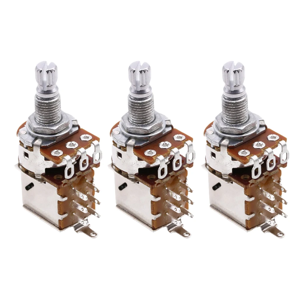 3Pcs A500K Push Pull Control Pot Potentiometer Volume Tone Switch for Electric Guitar Bass Replacing & Adjusting Volume Controls