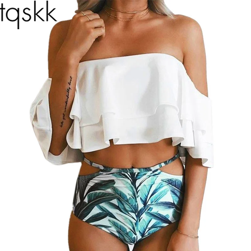 

TQSKK 2019 New Sexy Falbala Bikinis Women Swimsuit Female Swimwear Push Up Brazilian Bikini Set Beach Bathing Suits Biquini