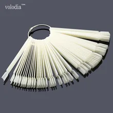50 Pcs Flase Nail Tips Color Display Chart With Rings Natural Clear Color Nail Art Fan Wheel Polish Gels Practice Tip Sticks