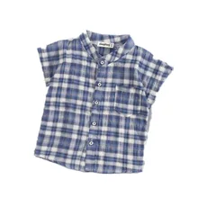 Детские хлопковые тонкие рубашки с короткими рукавами модная детская клетчатая рубашка новая летняя рубашка для мальчиков синий, красный, желтый для детей 1-4 лет