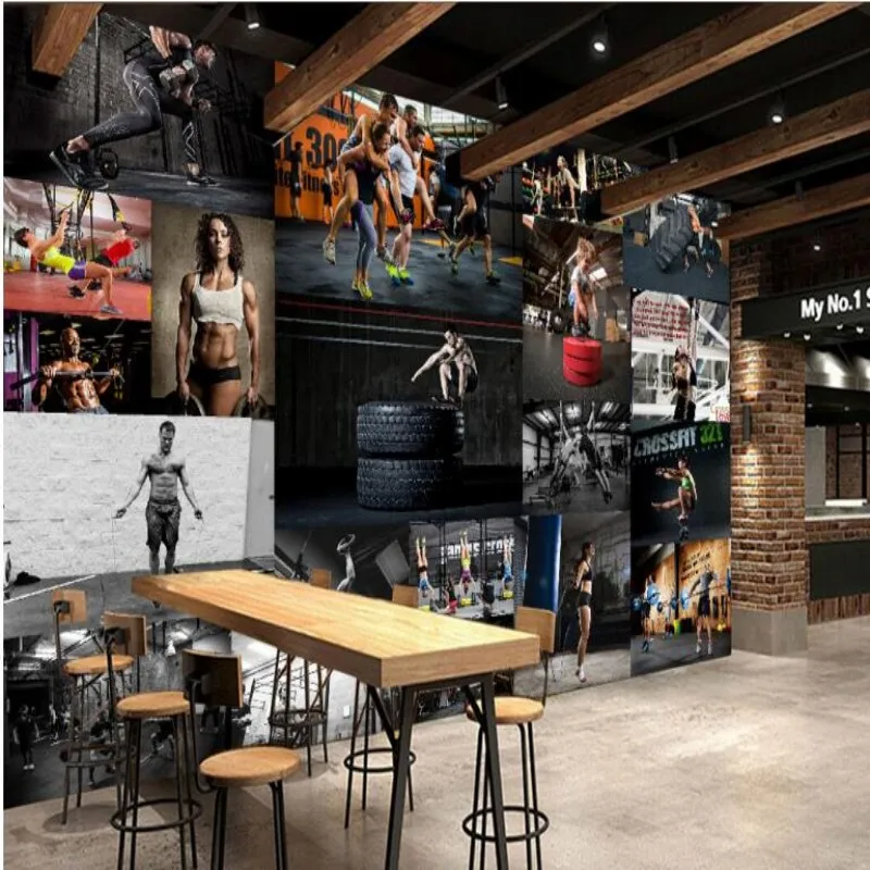 Beibehang Beibehang custom 3d high-definition sports gym coffee shop bar 3d living room photo wallpaper background wallpaper 3d 3d stereo iron metal technology custom mural gym industrial decor wallpaper sports room wall paper self adhesive contact paper