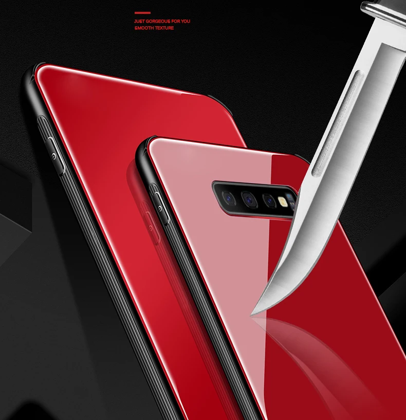 Чехлы из закаленного стекла для Samsung Galaxy S10 Plus S10e противоударный чехол + 10 бампер |
