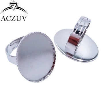 

200pcs Rhodium Plated 13x18mm 18x25mm 30x40mm Oval Teeth Bezel Adjustable Ring Blank Ring Base Cabochon Settings TOR005