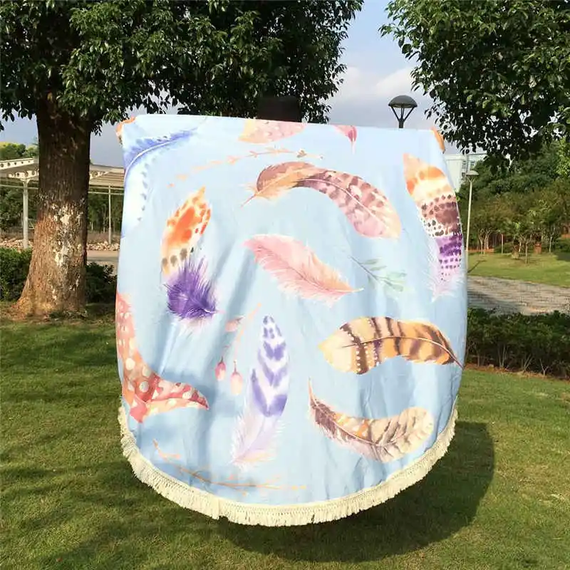 New Round Hippie Tassel Tapestry Beach Throw Mandala Towel Yoga Mat Bohemian Bohemian Featur Handkerchief Ponchos Capes A20# (7)