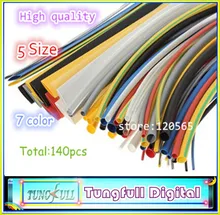 140pcs 7color Assortment 2:1 Heat Shrink Tube Tubing Sleeving Wrap Wire Cable Kit Have Real Track NO. Fast Shipping