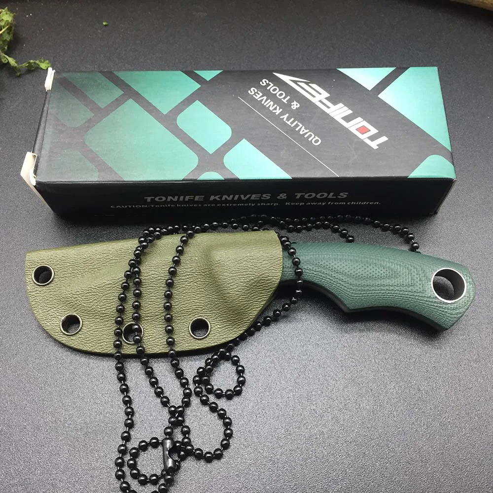 TONIFE HKT2018 Squirrel 7Cr17 Blade G10 Handle portable rescue knives Camping survival fixed knife K sheath hunting neck Knives
