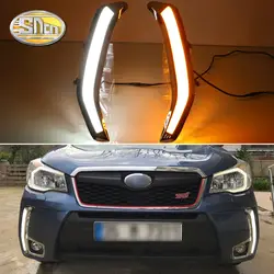 Светодио дный светодиодные дневные ходовые огни для Subaru Forester 2015 2016 2018 2017 желтый поворотов функция 12 В в автомобиля DRL Туман лампы украшения