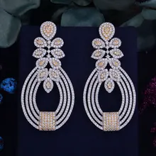 GODKI 65mm Luxury Popular Flower Full Mirco Paved Cubic Zircon Naija Wedding Earring Fashion Jewelry