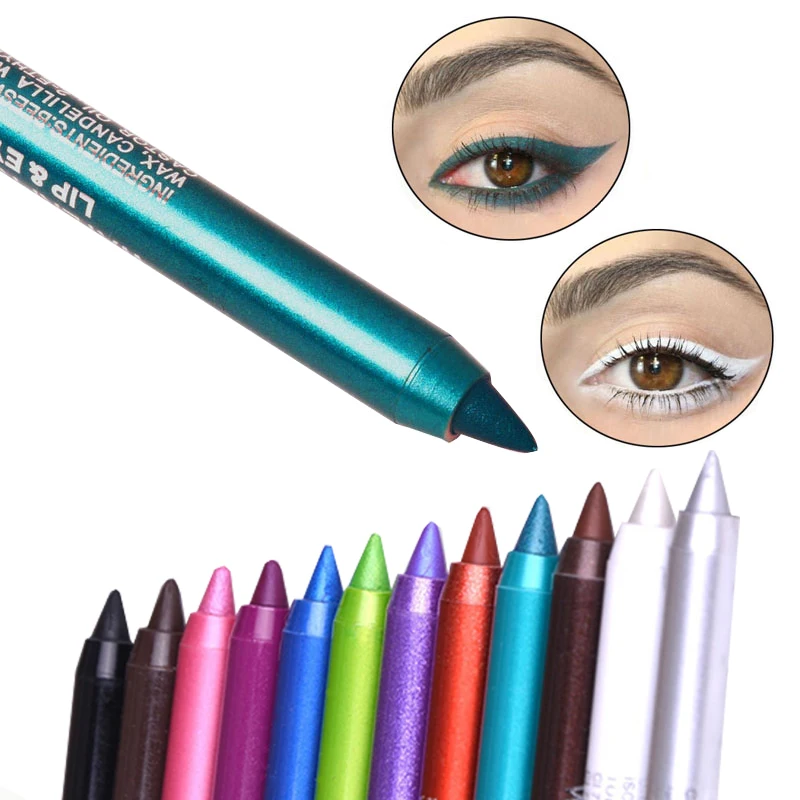 Davis Brand 12 Colors Glitter Eyeliner Pencil Long-lasting Waterproof Sexy Colorful Eyeliner Eyes Makeup Pencil Eye Tatoo Tools