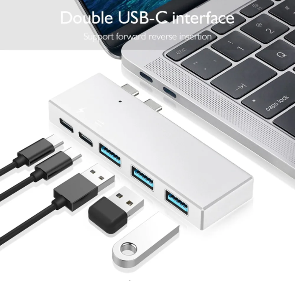 Usb type C концентратор адаптер 5 в 1 многопортовый usb type-C адаптер с USB 3,0 порт USBC зарядный порт type-C USB для MacBook Pro