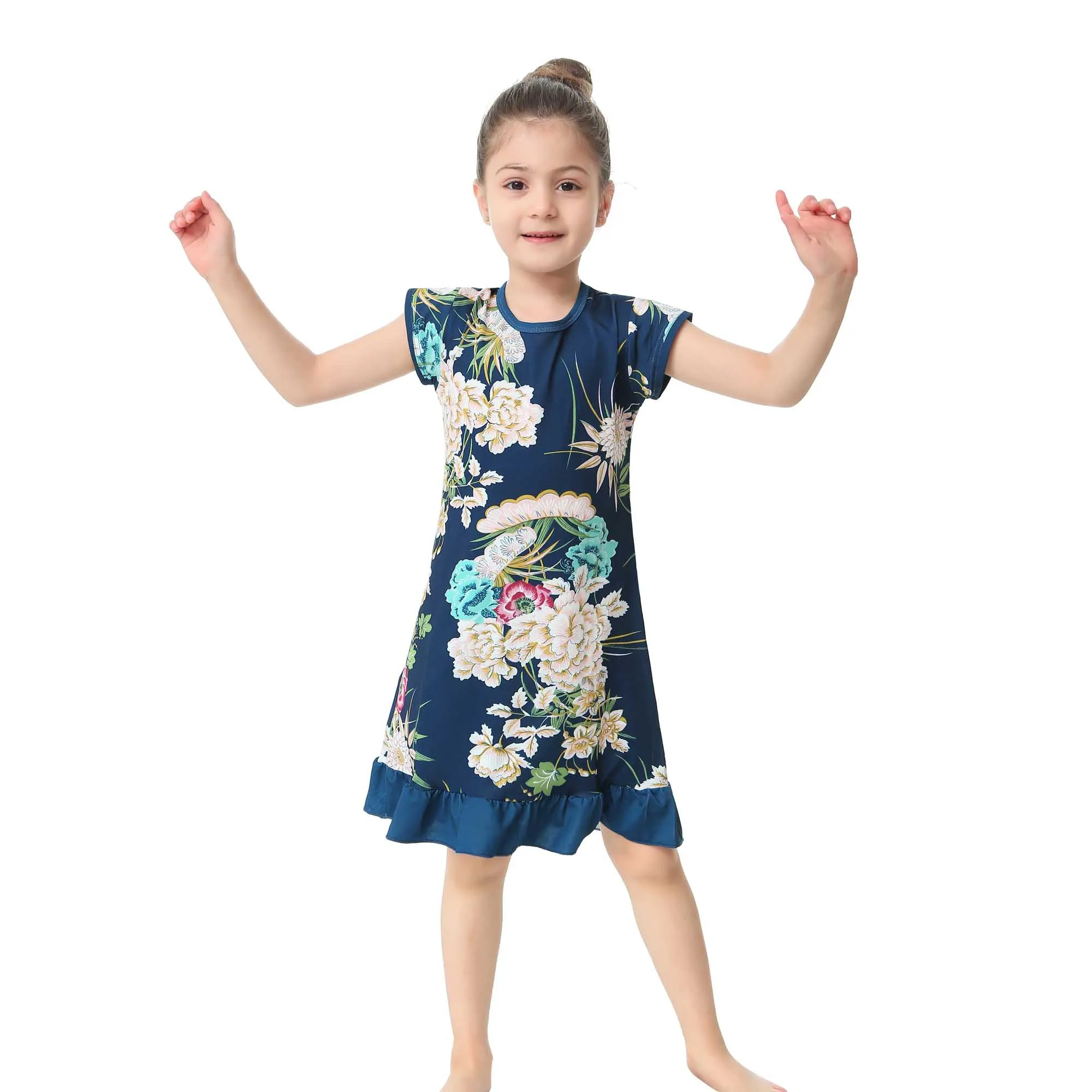 Высококачественный спандекс, 12 цветов, ночные рубашки с 3D принтом для девочек, детские ночные платья, детские пижамы, одежда для сна - Цвет: DD06