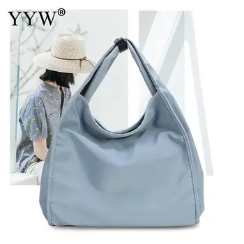 

Large Capacity Handbags women Shopping Travel Bag Bolsos Mujer Solid Shoulder Bag Tote casual Nylon Casual Female Blue