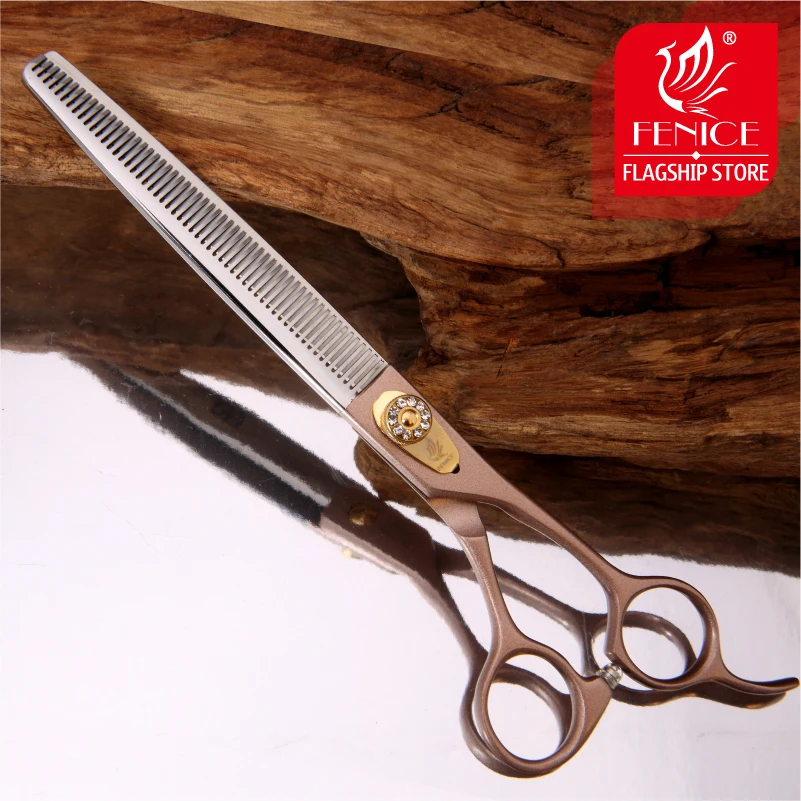 

High quality Japan 440C stainless steel 7.5 inch pet dog grooming thinning scissor rose gold handle thinning rate 35%