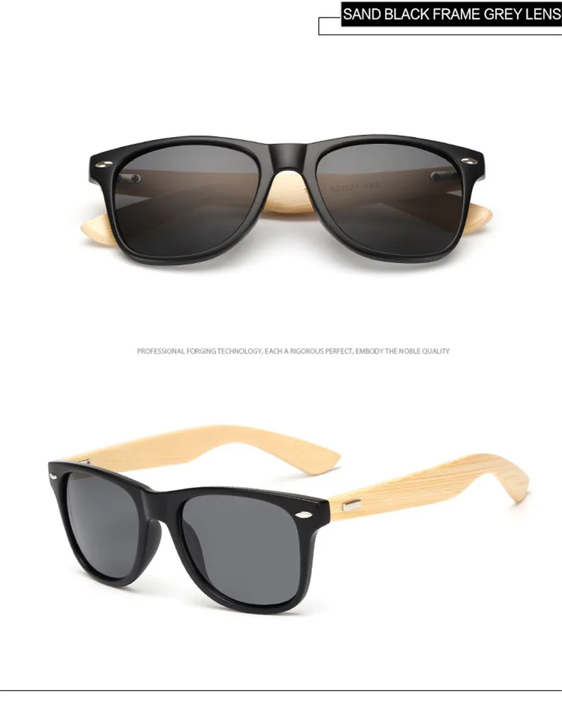 Длинные бамбуковые солнцезащитные очки для мужчин, деревянные солнцезащитные очки для женщин, фирменный дизайн, оригинальные деревянные солнцезащитные очки Oculos de sol masculino - Цвет линз: Sand Black Gray