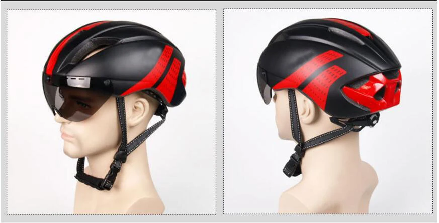 Велосипедный шлем с объективом Триатлон дышащий велосипедный шлем очки Спортивная Безопасность mtb Горный Дорожный велосипед шлем для мужчин и женщин