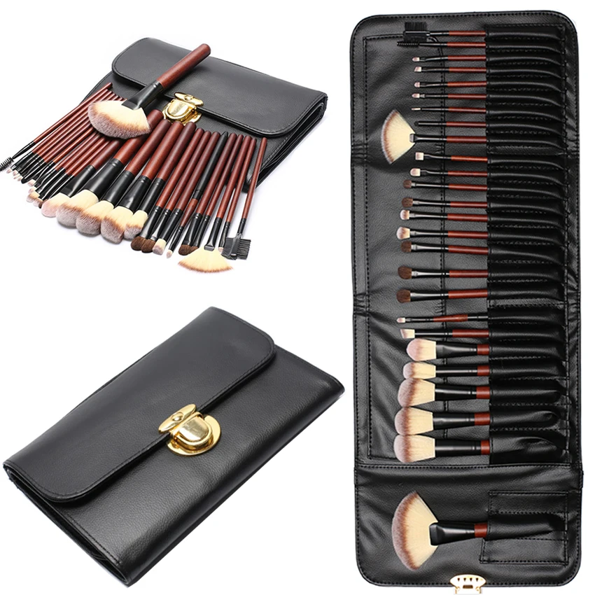 

At Fashion Kit Makeup Brushes Professional 26 PCS Wooden High Quality Makeup Tools Face Eye Make Up Brush Set with PU Case