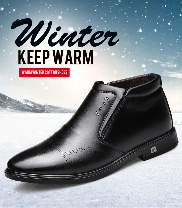 OSCO/мужские ботинки с круглым носком; теплые зимние ботильоны из плюша; ботинки в деловом стиле; кожаные ботинки на резиновой подошве