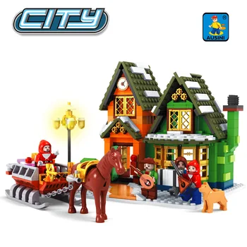 

860pcs Alanwhale Winter Village Post Office City Advent Calendar Model Building Blocks Bricks Toy Compatible With 10245