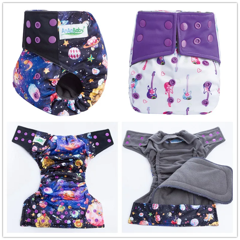 

Ananbaby Resuable Bamboo Charcoal Inner Cloth Diaper Washable Baby Cloth Nappies With Double Leaking Gusset & Snap Insert HA018