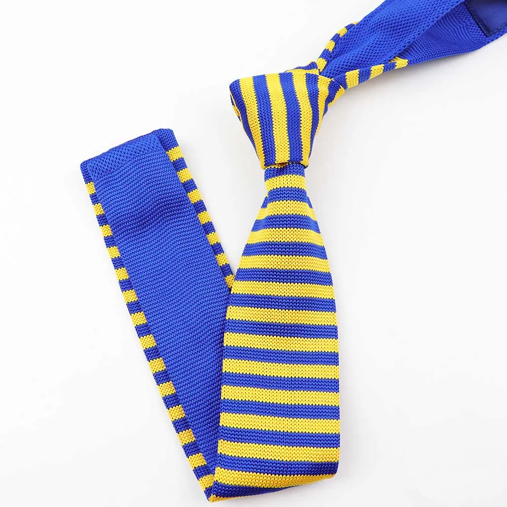 Цветной полосатый вязаный галстук для шеи, лаконичный деловой стильный галстук, качественный мужской смокинг, банкетный ужин, вечерние, подарок, модный аксессуар - Цвет: 44