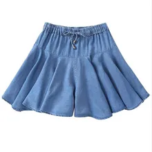 Летние женские шорты юбки с высокой талией милые джинсовые шорты с Рюшами Плюс Размер 6XL 7xl джинсовые шорты большие размеры юбки черный синий