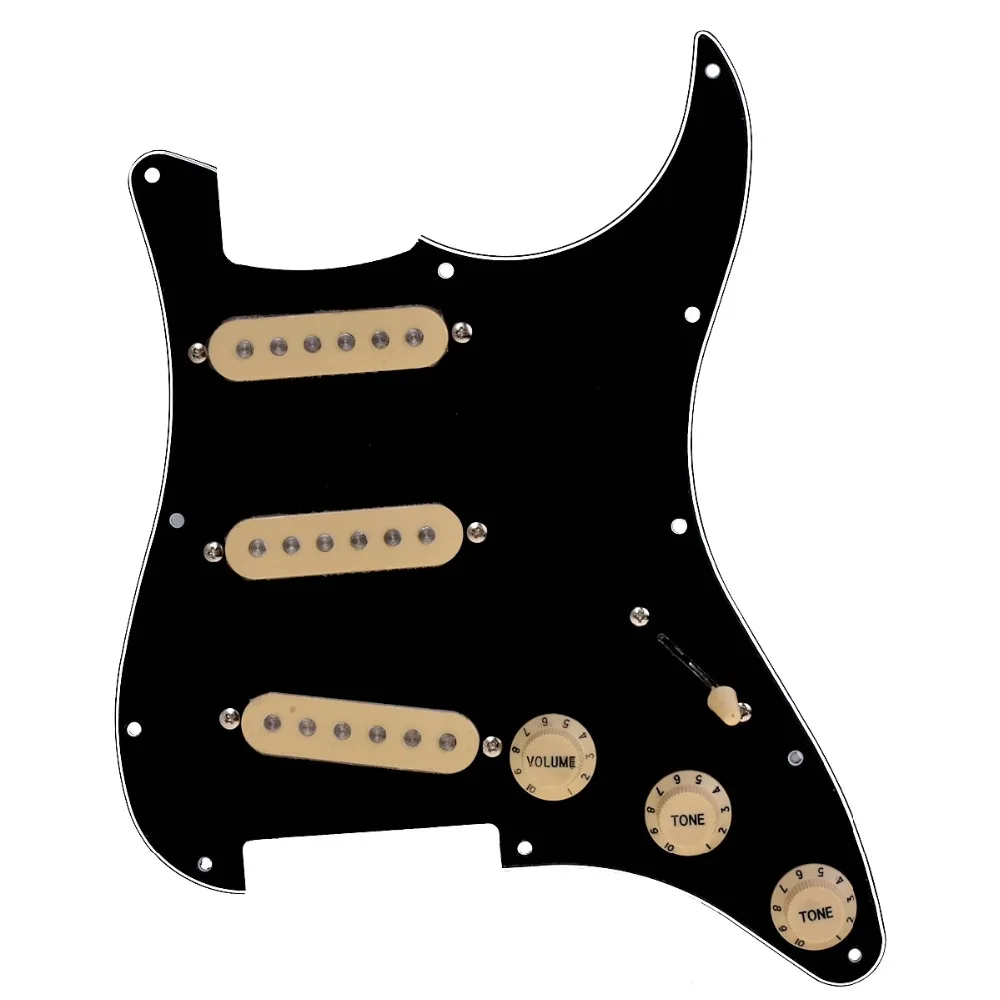 Kmise электрогитары загружено накладку Scratch пластина для Fender Strat Запчасти 3 Ply SSS черный