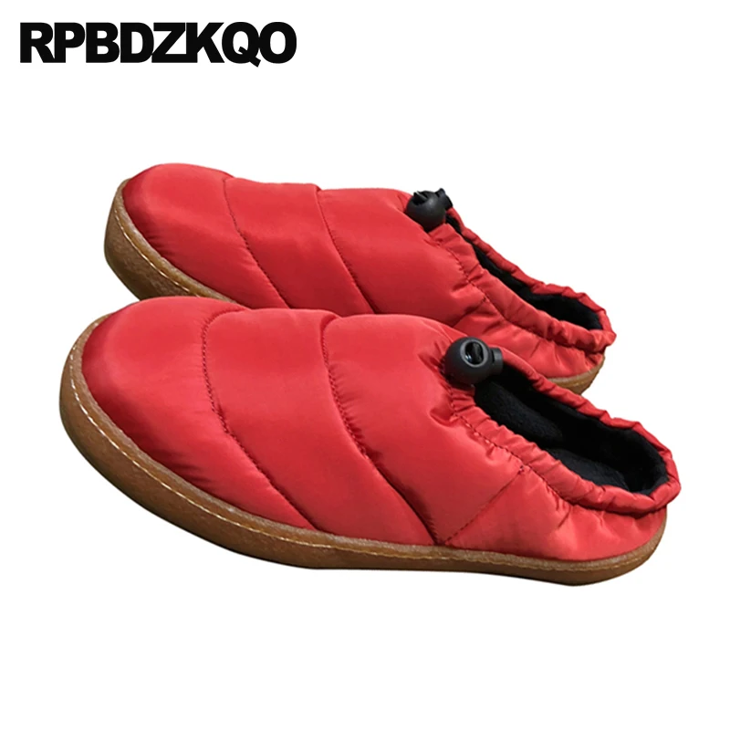 Designer De Fourrure Sur Noir Slip Casual Pantoufles Femmes Rouge Rond Chaussures rouge Semelle 2018 Chinois Noir Hiver Mules Chine Appartements Caoutchouc Bout En Dames SawzZXx