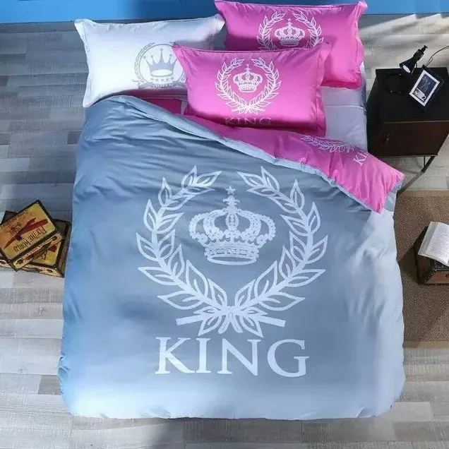 Crown Bedding Sets Black And White King Queen Size 100 Cotton Bed