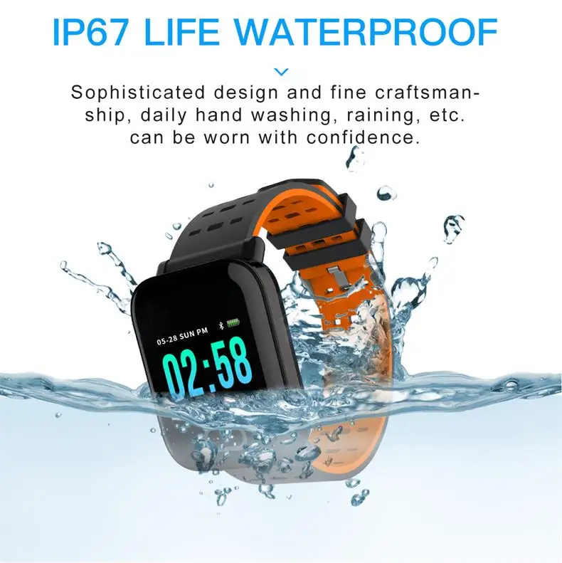 A6 умные часы IP67 водонепроницаемые носимые устройства Bluetooth Шагомер монитор сердечного ритма цветной дисплей умные часы для Android/IOS