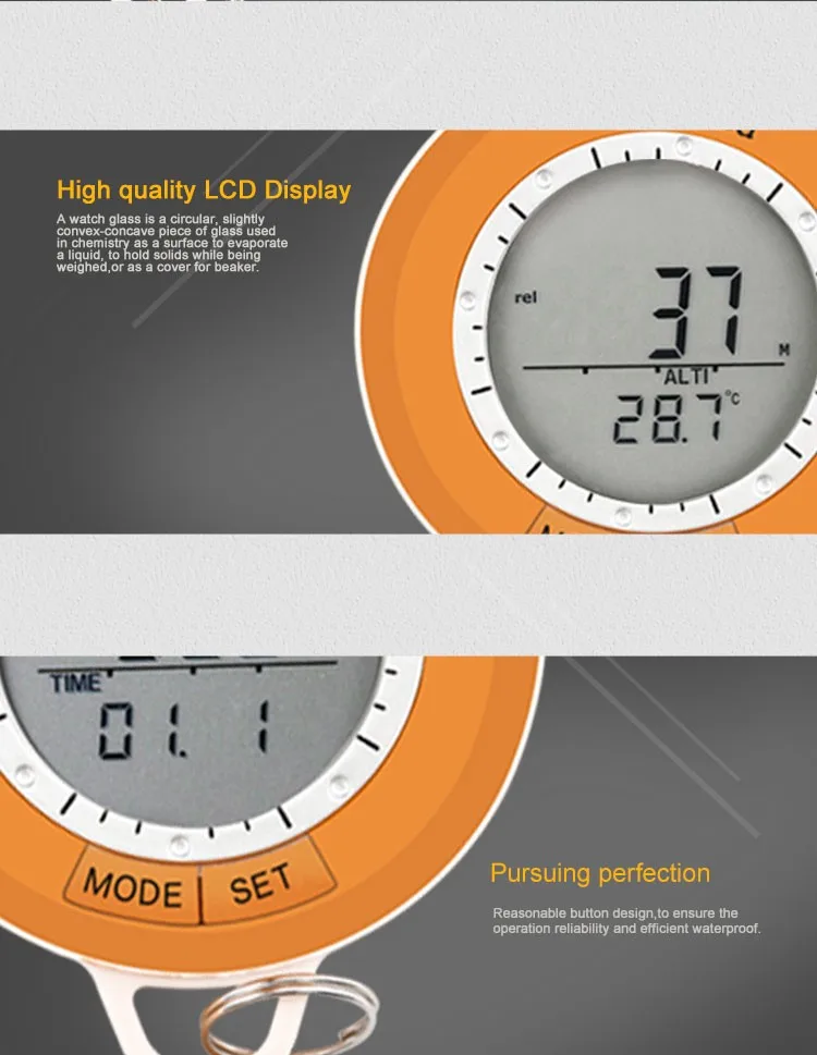 Карманные часы SUNROAD для мужчин и женщин для кемпинга, пешего туризма, шагомер, альтиметр, барометр, компас, термометр, погода, цифровые часы
