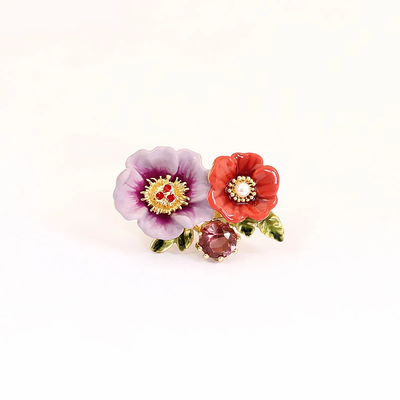 

Fairy Tales Garden Series Red Flowers Enamel Pin Women Fine Jewelry French Brooch Men Suit Lapel Pins and Brooches Hijab Pins