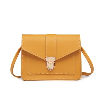 Womens Leather Crossbody Bag - Yellow