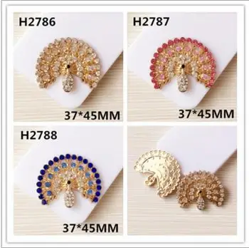 

Diy Jewelry making 10pcs/lot Colorful Crystal decoration Alloy gold Tone Animals Cartoon opening screen Peacock Shape Accessory