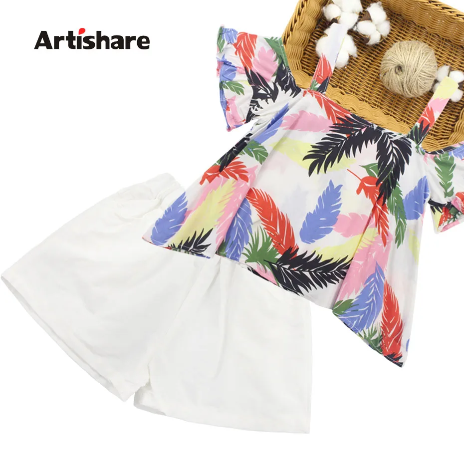 

Kids Girls Clothes Set Floral Shirt + Short 2PCS Summer Clothes For Kids Girl Teenage Children'S Summer Suits 6 8 10 12 13