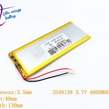 1 шт./лот 3549139 3,7 V 4000 mah 3550140 литиевая планшеты полимерный аккумулятор с защитой платы для планшет PDA шт цифровых продуктов