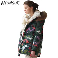 Пуховое пальто женские зимние куртки и пальто утепленные кроличьи мех енота белый пуховик манто femme Плюс XXXL XC024