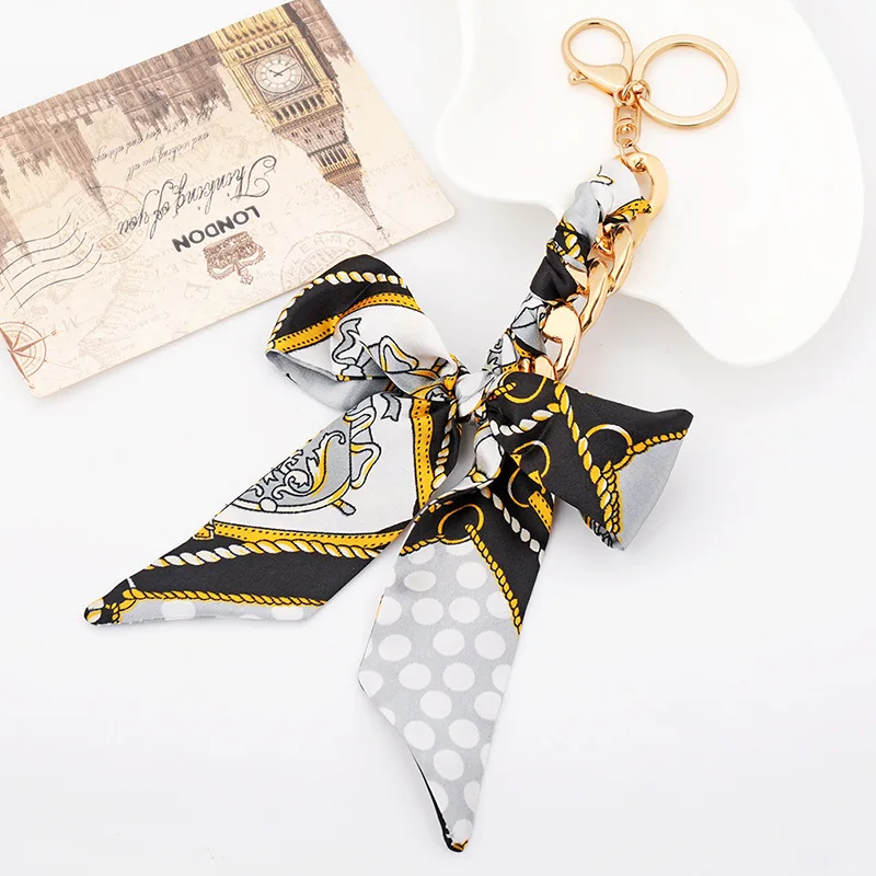 

Fashion Multicolor Ribbon Bow Keychain Keyring for Women Bag Car Key Chain Trinket Pendant Alloy KeyRing Souvenirs Gift Llavero