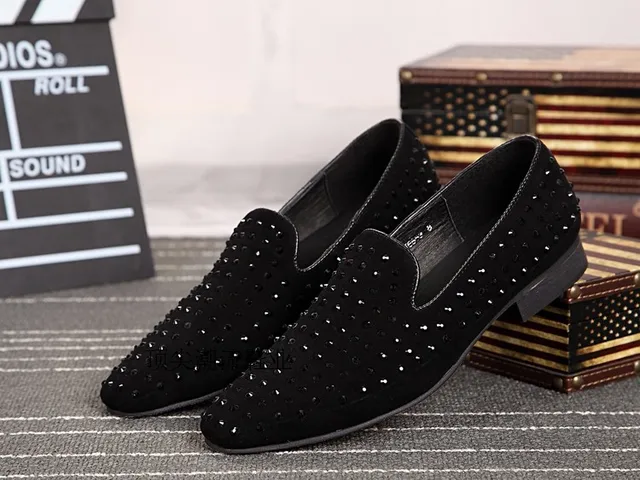 mens black spiked dress shoes