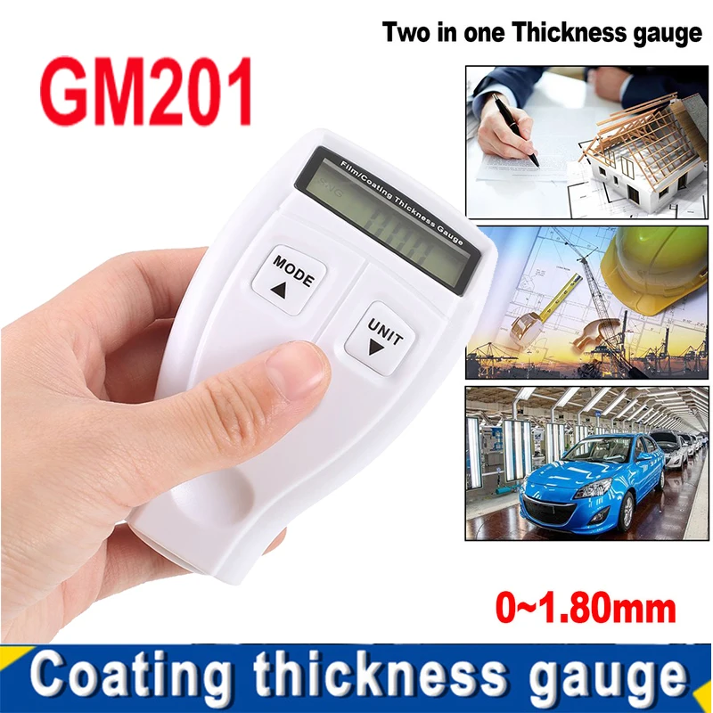 

GM201Coating Painting Thickness Gauge Tester Ultrasonic Mini Varnish Film Coating for Car measure Paint Gauge English Manual