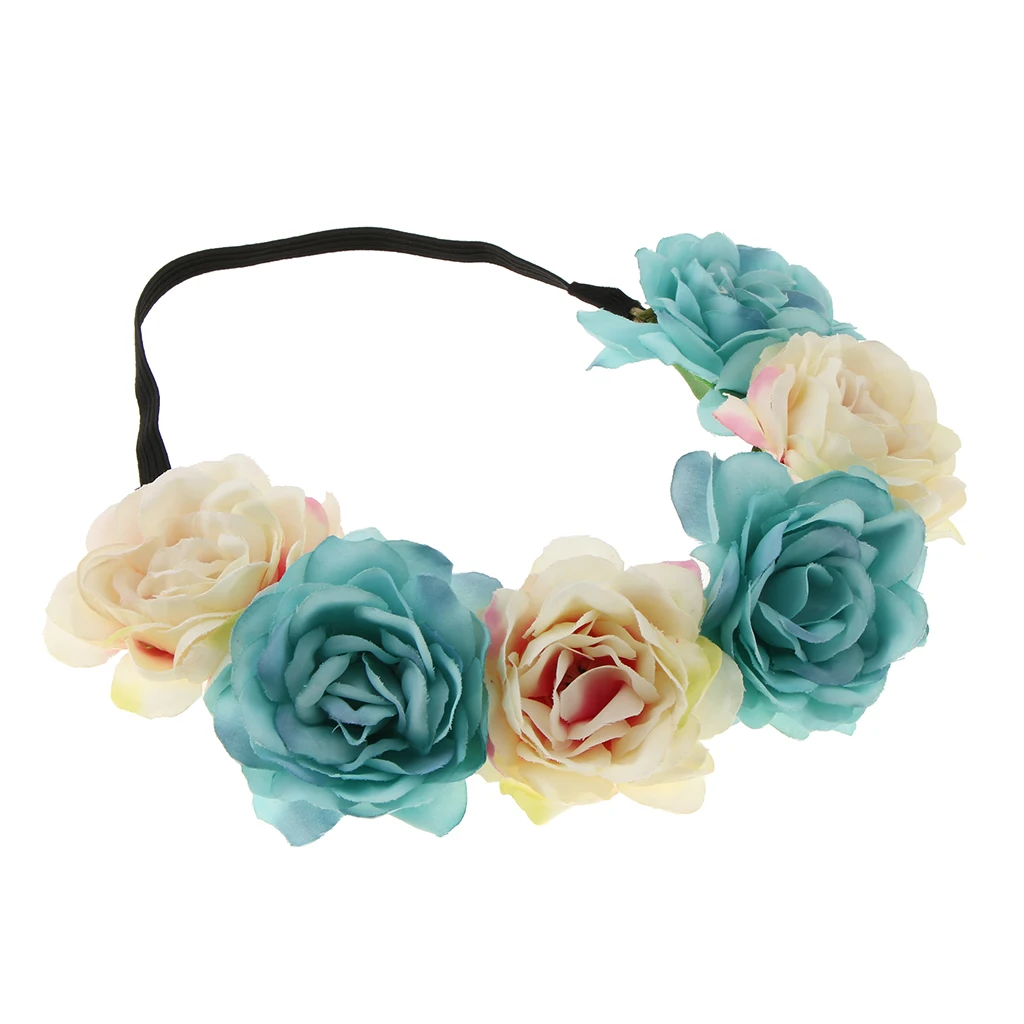 Gorgeous Women Flower Crown Wreath Rose Headbands Floral Garland Wedding Festival Hair Accessories Beach Wedding Headpiece