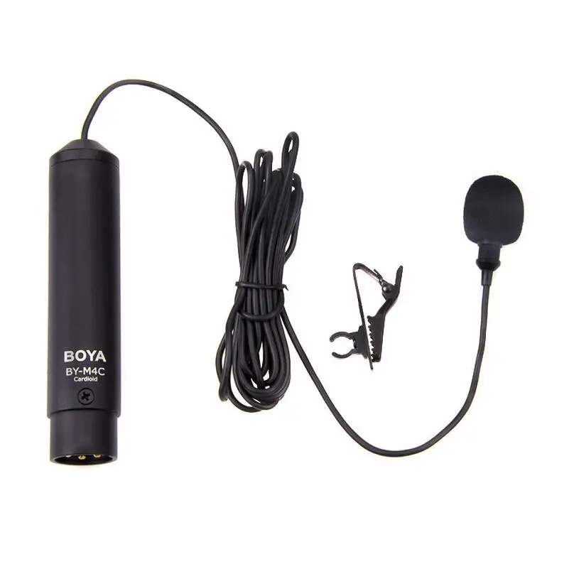 

BOYA BY-M4C 3 PIN XLR Phantom Power Cardioid Clip-On Lavalier Microphone for Canon Sony Panasonic Camcorders ZOOM H4n H5 H6 TASC