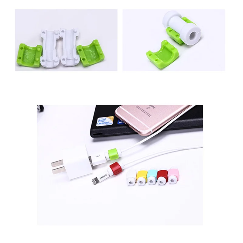 

Simple Cute Cable Protector Data Line Cord Protector Protective Case Cable Winder Cover For iPhone USB Color Charging Cable