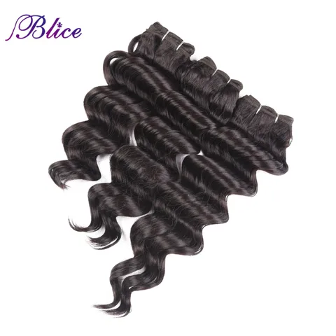 Extensões de Cabelo Feixes de Cabelo de Alta Temperatura de Cor Blice Polegada Sintético Onda Profunda Natural 180 g – Pacote Três Feixes Lidar 14-18